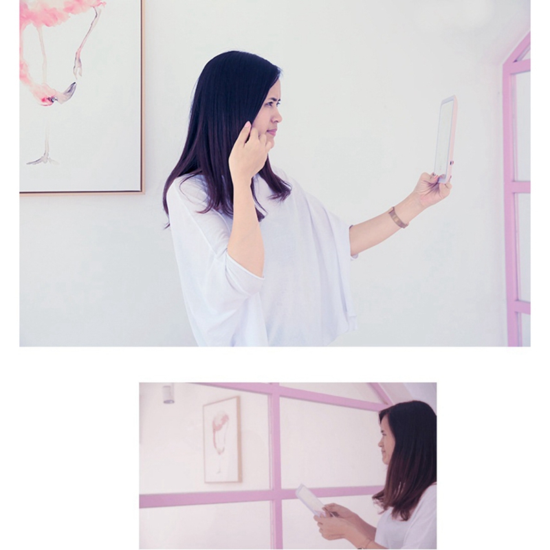 LED Touch Screen Makeup Mirror Cosmetic Mirror USB Rechargeable Portable Stand For Tabletop Bathroom Bedroom Travel