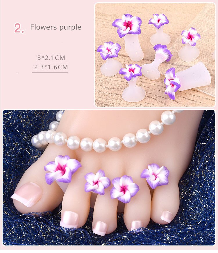 8 Stks/zak Nail Art Teen Separator Bloem Parel Liefde Diamanten Siliconen Teen Separator Siliconen Teenspreiders: 02