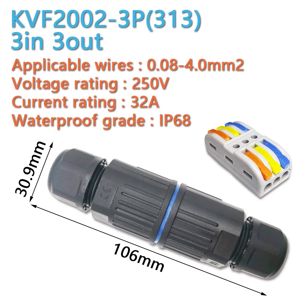 IP68 waterproof cable connector KVSF-15 2 in 2 out... – Vicedeal
