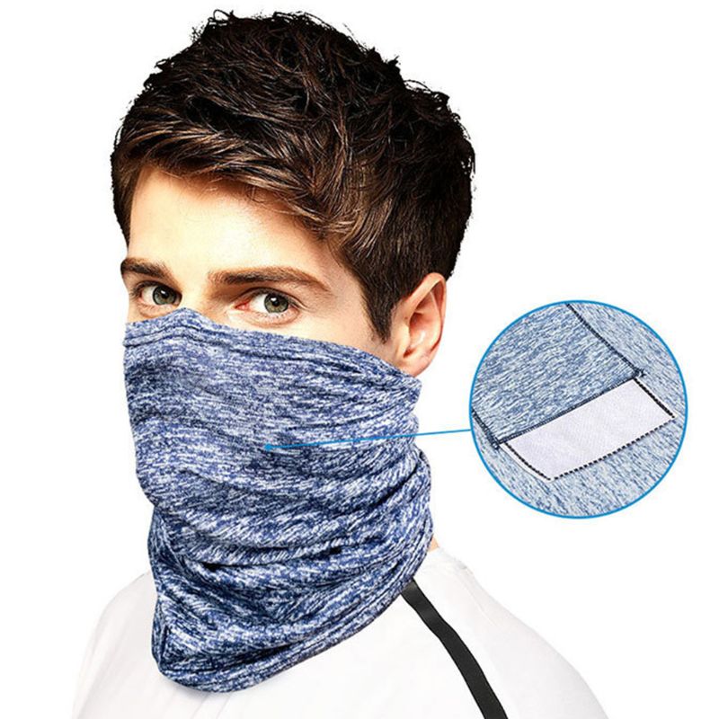Écharpe pour masque Bandana unisexe sans couture | Avec poche filtrante, guêtre de cou couleur unie cyclisme anti-poussière pour l'extérieur,: BL