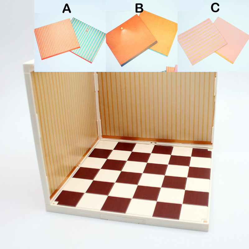 1/12 Dollhouse Miniature Scene Background Board 3D Handmade Hut Toy Making Accessories DIY Micro Landscape Stereoscopic Ornament: Brown