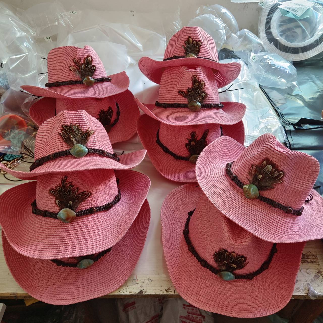 Hat accessories Feather knitted style various hat accessories jazz cowboy hat fedora hat straw hat for men and women