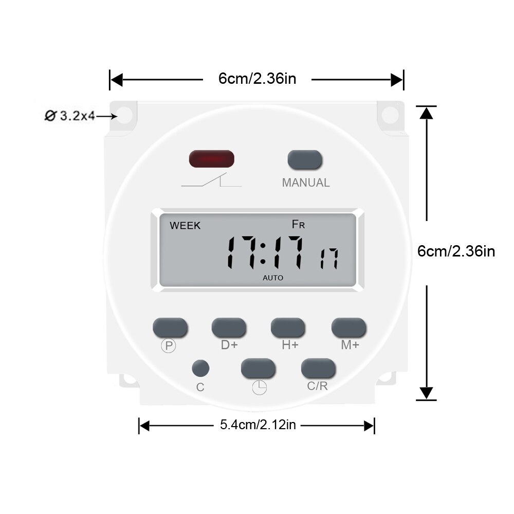 DC 12V 16A LCD Electronic Digital Power Programmable Timer Round Time Relay Switch Support 17 times Daily Weekly CN101A