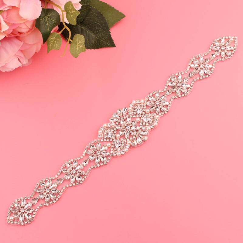 Pas z kryształkami pas ślubny pasek do sukni ślubnej pasek damski wesele pas akcesoria ślubne: silver