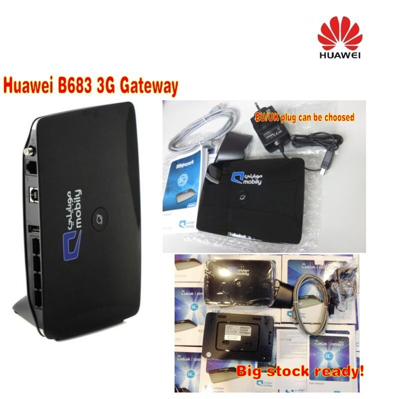 Factory Unlocked Huawei B683 HSDPA 3.75G 28Mbps Wireless Router USB + RJ11 Port+ huawei original adapter
