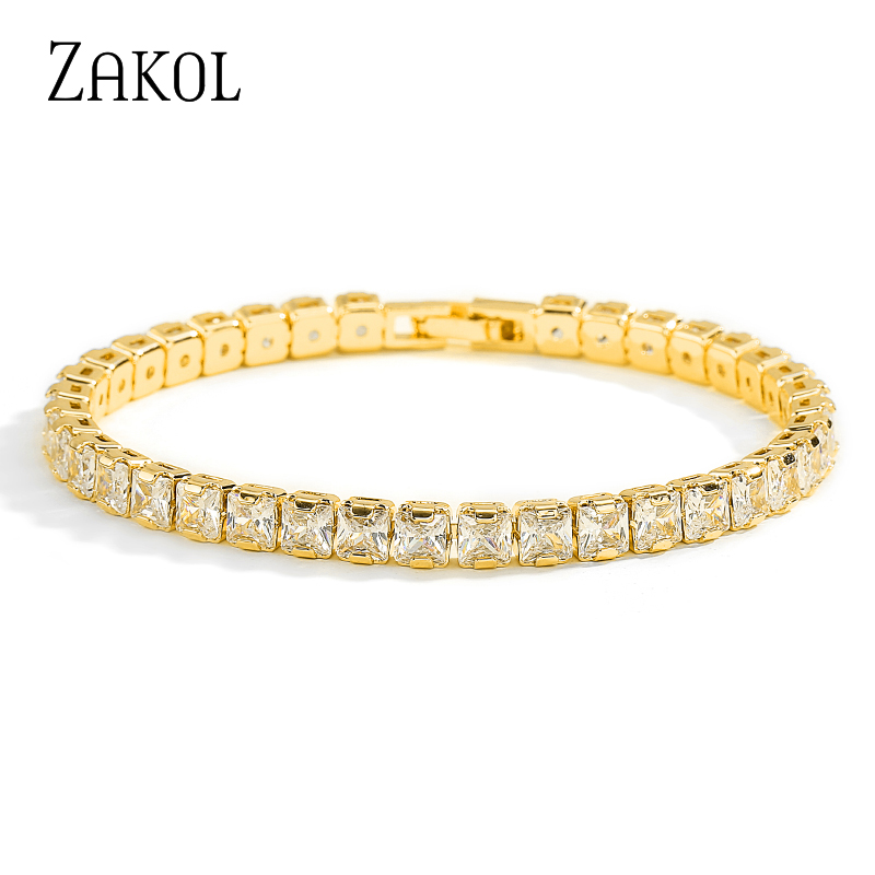 ZAKadvocate-Bracelets à breloques Kendny Square Cubic Conia pour femmes, coréenne, Bracelet en argent, ixde mariage, Bijoux musicien, contre-indiqué, 2211: Couleur or