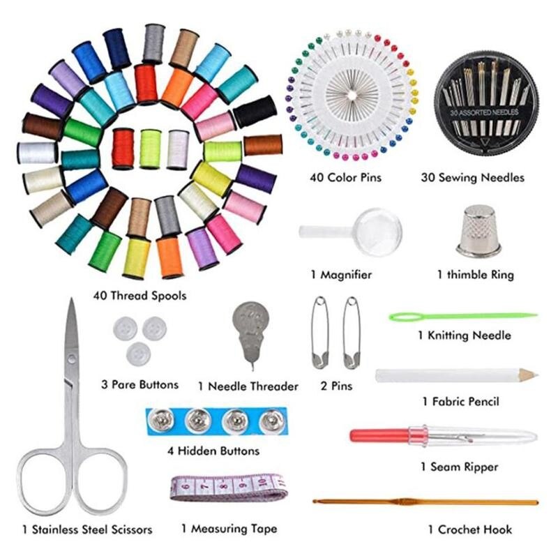 Portable Sewing kit Home Travel Thread Threader Needle Tape Measure Scissor Sewing Kit