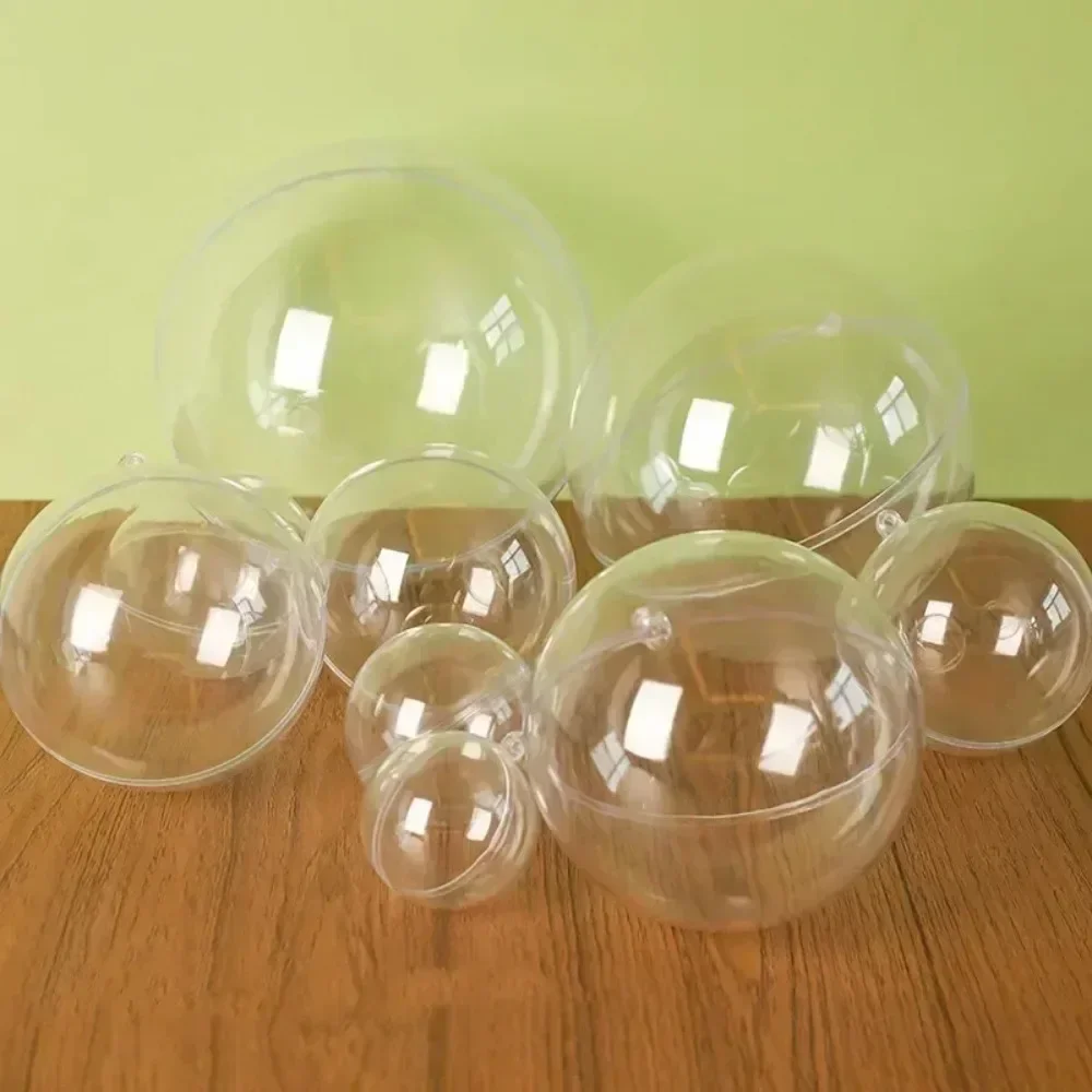 Bola de Navidad acrílica de plástico transparente, bola de adorno rellenable de 7-16CM para decoración Manual del hogar, de Navidad y boda