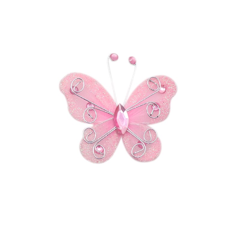 10 sztuk 2 &quot;Organza siatka nylonowa motyle z drutu i dżetów brokat na dekoracje ślubne księga gości Home Decor Party
