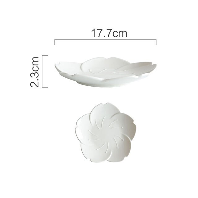 Japanse Stijl Gradiënt Bloemblaadjes Sakura Keramische Plaat Servies Westerse Voedsel Platen Kruiden Dompelen Schotel Dessert Bakken Bowls: 7 inches white