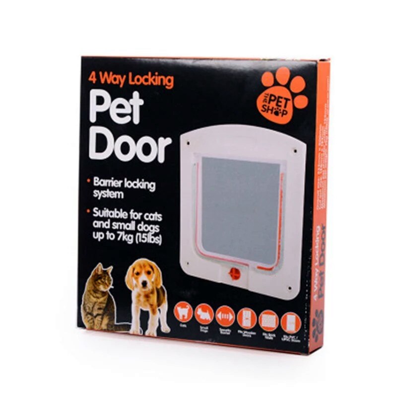 Lockable Cat Flap Door Kitten Dog Pet Lock Suitable for Any Wall or Door Security Animal Small Pet Gate Flap Door Pet Supplies