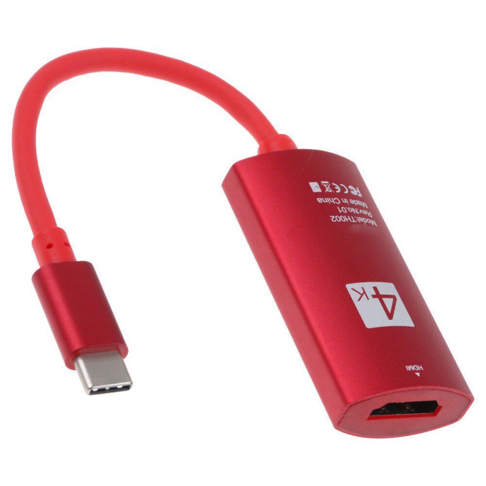 Type C HDMI Adapter Phone to TV Cable HDTV Video Converter for Samsung Galaxy S20 Ultra S10 S9 S8 Note10 9 For HUAWEI LG PC: Red