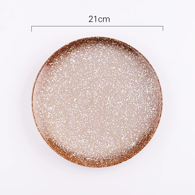 Japanese Style Ceramic Retro Dessert Dish Vintage Dinner Plate Home Kitchen Breakfast Steak Plate Restaurant Dinnerware: 8 Inch B