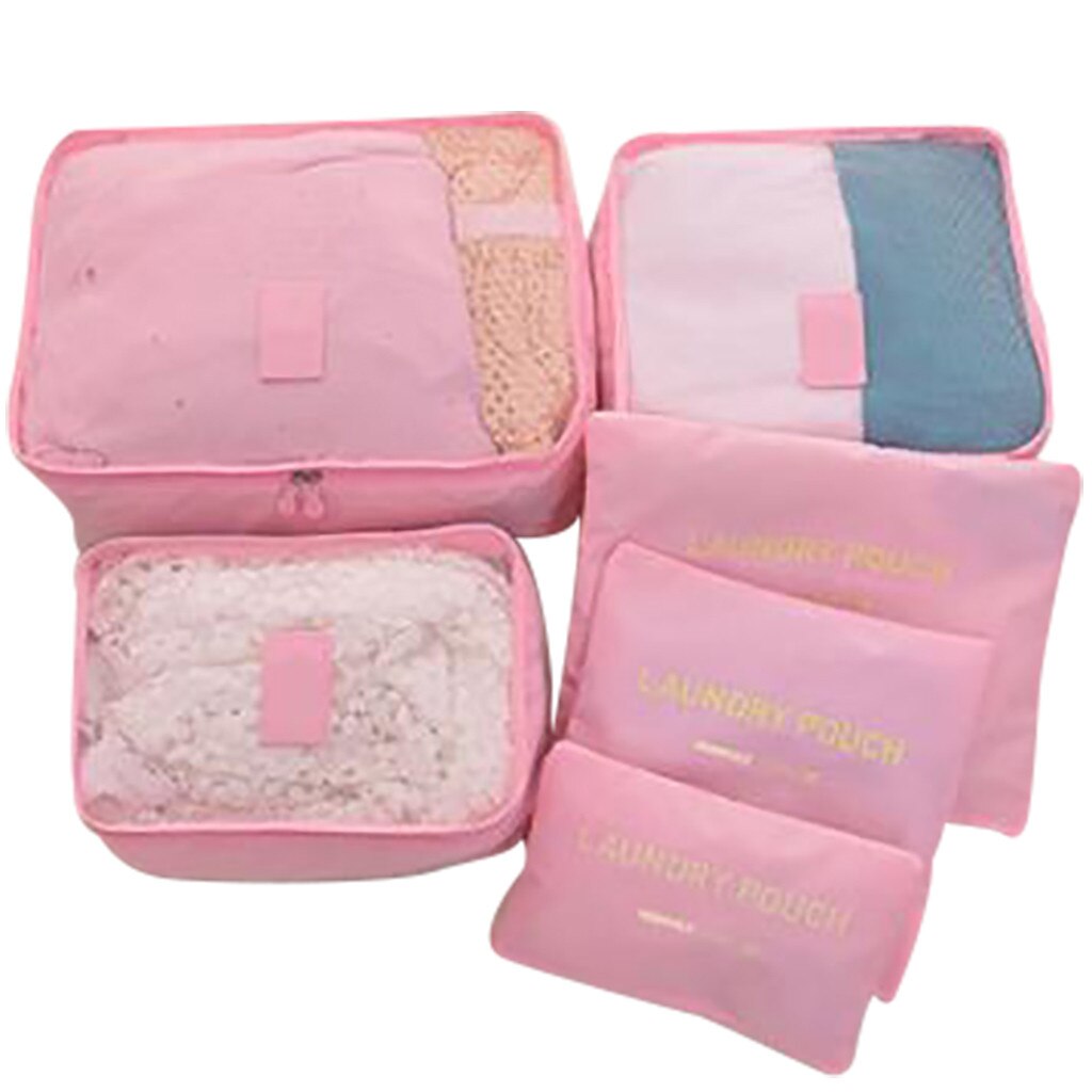 6 Stuks Kleding Schoenen Opbergzakken Waterdichte Kleding Ondergoed Schoenen Opbergtas Bagage Tas Reistassen Organizer: Pink