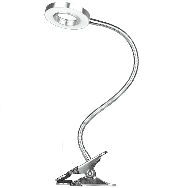 5w led clips på lys/læselys/sengelys , 2- niveauer lysstyrke & 2 farver, øjenpleje clip on lampe til makeup spejl, skrivebord, seng