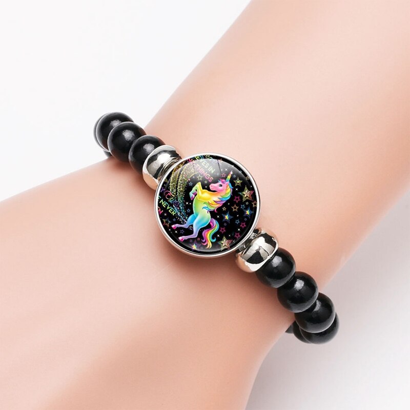 freundlicher Karikatur Einhorn Armbänder Schnur Schmuck Stein Armreif Einhorn Perlen Armbinde Geburtstag Partei freundlicher Armbinde