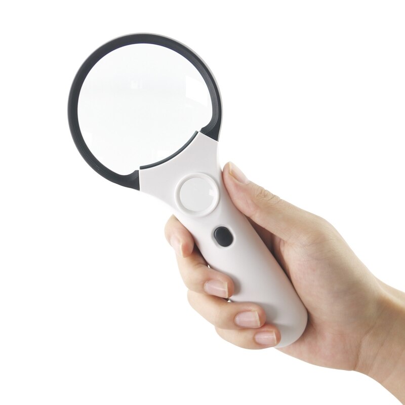 Handheld Magnifying Glass with 3 LED Light &amp; 1 UV Light 3X 45X Illuminated Magnify Lens for Seniors Reading Book Macular