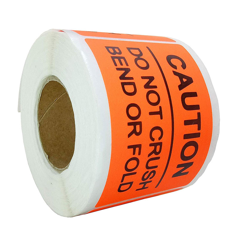 Please Handle with Care Thank You DO NOT Crush Bend OR FOLD Caution Warning Label Sticker Concise Fluorescent Orange