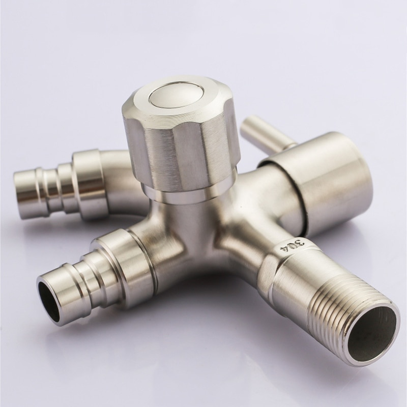 Edelstahl Waschmaschine Wasserhahn 1in 2 aus Multifunktions Wasserhahn Doppel Bibcock draussen Garten Waschmaschine Mopp klopfen