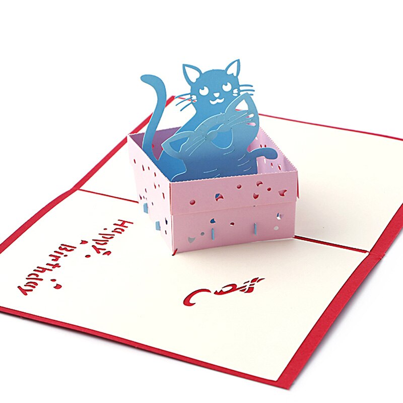 3D Pop hoch Gruß Karte Katze Kasten Ebene Weihnachten das Erntedankfest Geburtstag Schiff