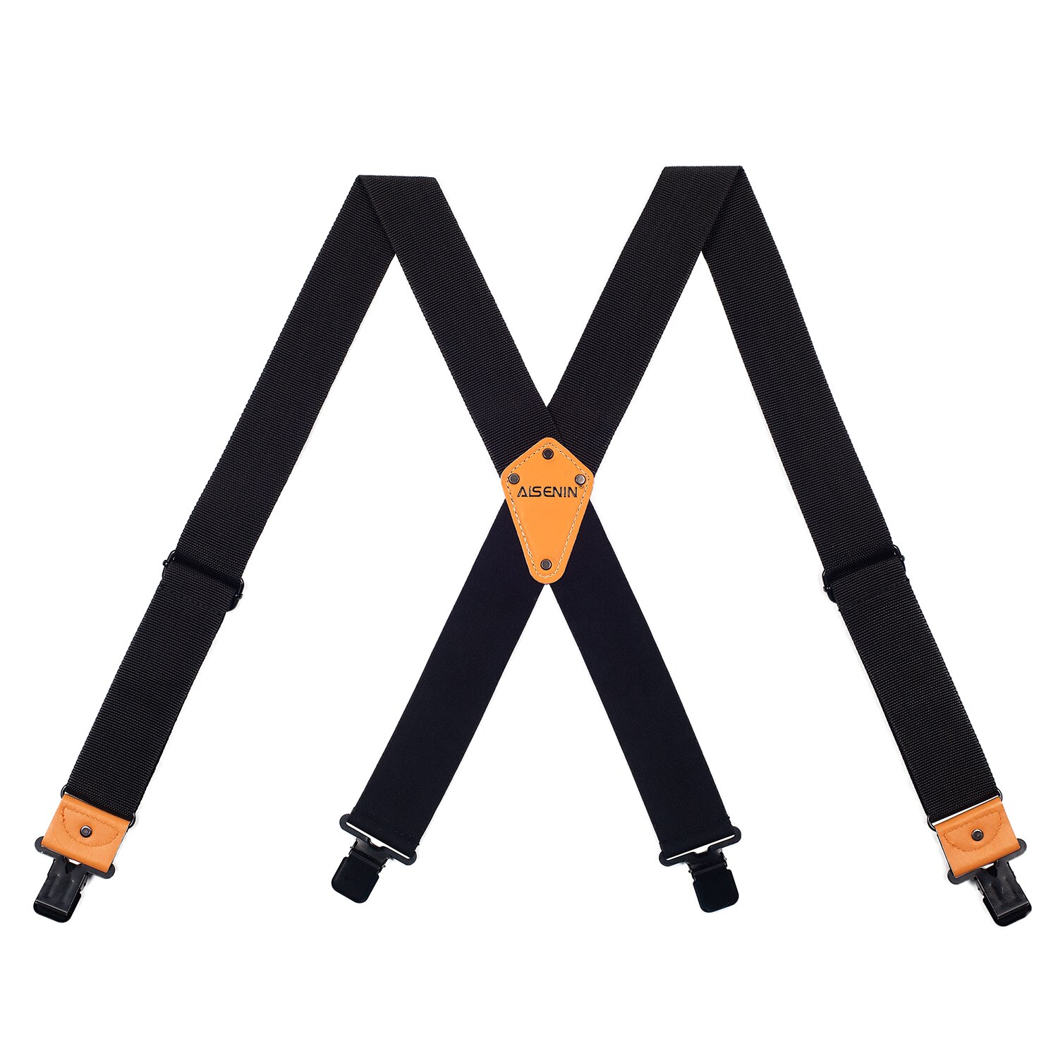 Tooling Suspender Mens Adjustable Four Clip-On X- Back Heavy Duty Braces Tool Suspenders Men Relieve Waist Weight Bretels Mannen: black