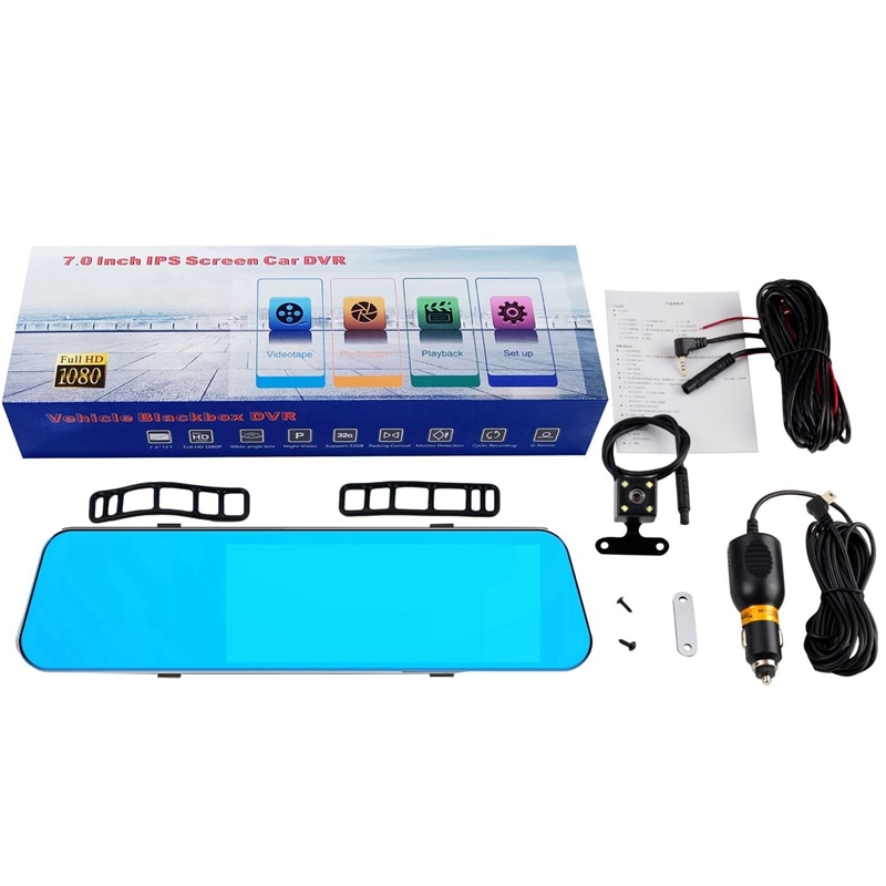 7 inch ips 1080p 2.5d press sn achteruitrijcamera autospiegel dashcam rijrecorder