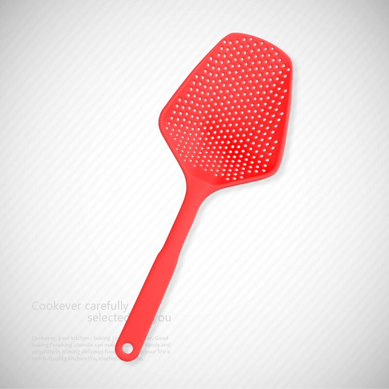 Scoop Colander Strainer Spoon Kitchen Food Drain Shovel Strainers Slotted Skimmer Sifter Sieve with Handle for Cooking Baking: Red