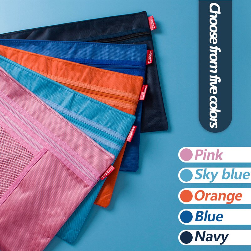 File Bag Folder Color Three-layer Canvas Zipper Waterproof File Bag Storage Bag File File Bag Office School Supplies