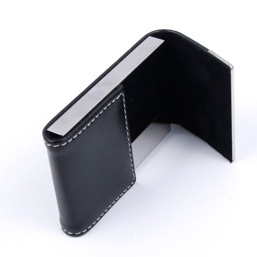 Men Women Wallet Metal Leather Credit Card Holder Double Open Business Card Business Name Card Holder Organizer