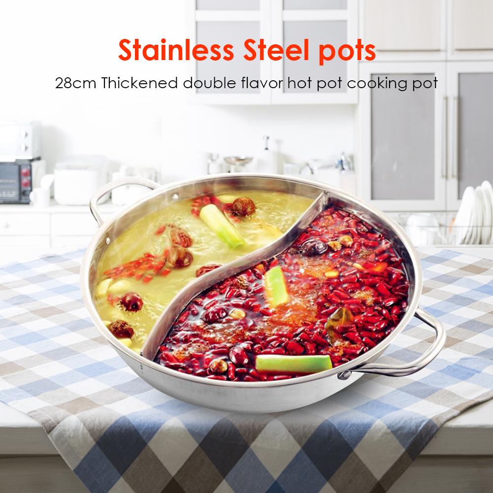 28cm Stainless Steel Single-layer Cooking Pot Double Ear Mandarin Fondue Pot Fondue Cooking Pot Kitchen Cookware