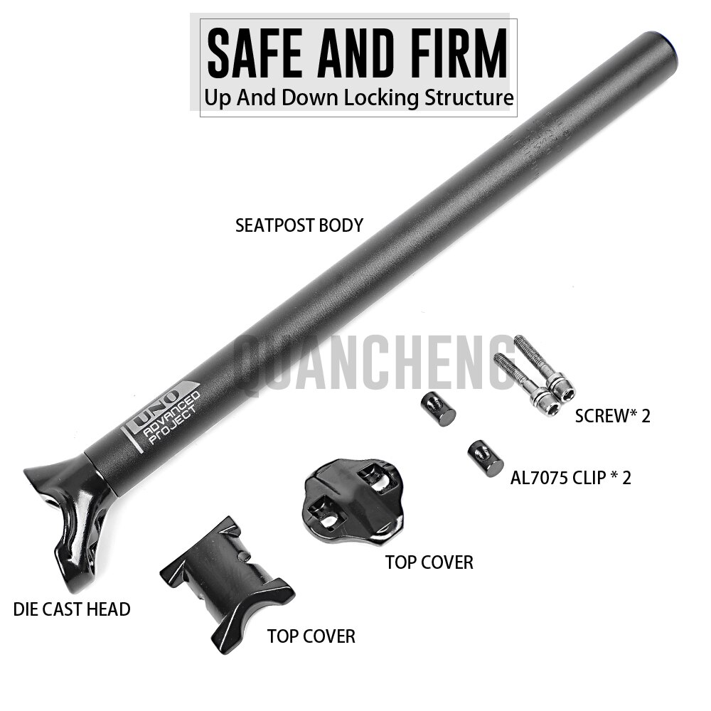 UNO-tija de sillín ultraligera para bicicleta de montaña, tubo de sillín de 350/400mm, 27,2/30,9/31,6mm, compensa 5mm, piezas de bicicleta de carretera