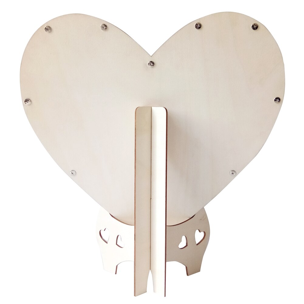 Wedding Heart Shape Decoration Rustic Signature Craft Wooden DIY Home Guest Book With Stand Ornaments Sweet Frame Party