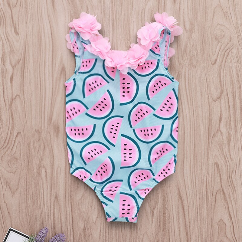 Ét stykke dragter toddler baby baby piger vandmelon badedragt 3d blomster badetøj svømning bikini  q20: 3t
