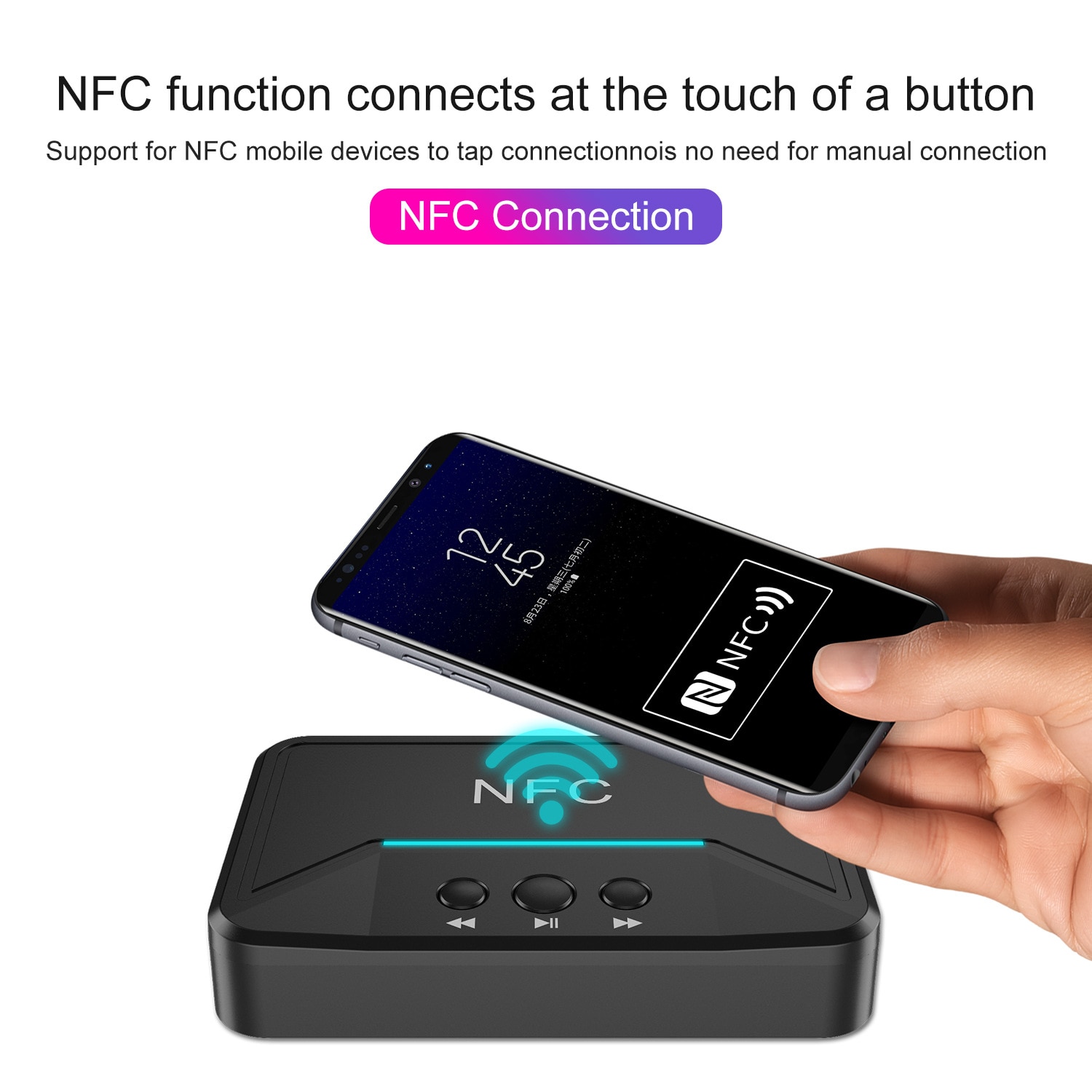 NFC Bluetooth 5.0 Audio Receiver AUX Interface 3.5mm Transfer to The Old Speaker 2RCA Audio Power Amplifier Adapter
