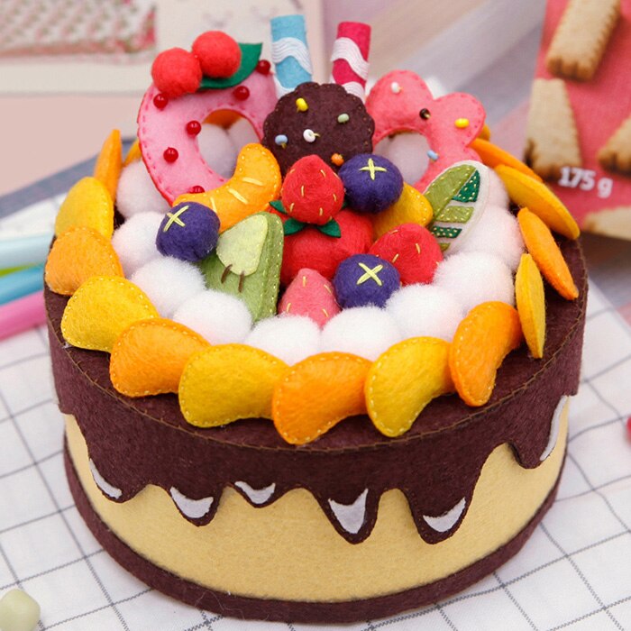 8 Styles DIY Felt Cloth Birthday Cake Box Handmade Cute Cake Storage Case For Children Birthday Special Felt DIY Package: STYLE 1