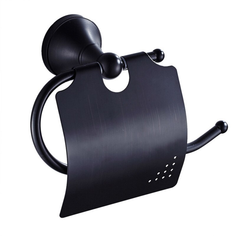 Porte-papier toilette noir brossé, Bronze or blanc chromé salle de bains WC porte-serviettes en papier de soie couverture Antique porte-rouleau en laiton: Brush Blac