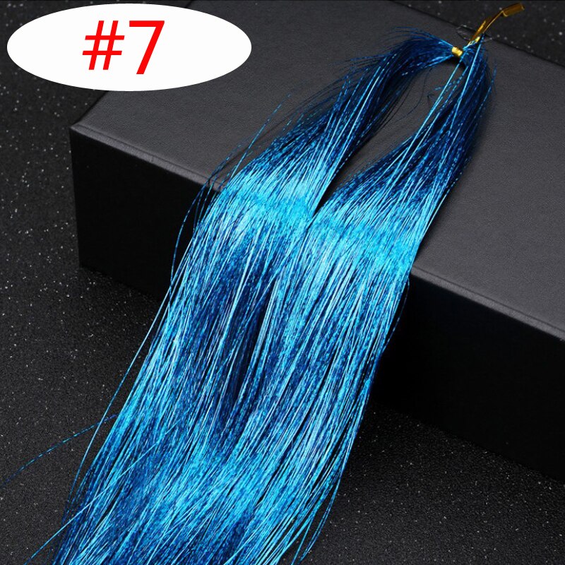 2 st/lot flerfärgat löshår glitter glitter highlights syntetiskt hårförlängning för hårflätningstillbehör: 7