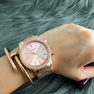 CONTENA montre en argent femmes montres de luxe strass femmes montres dames montre horloge Relogio Feminino Zegarek Damski: rose gold