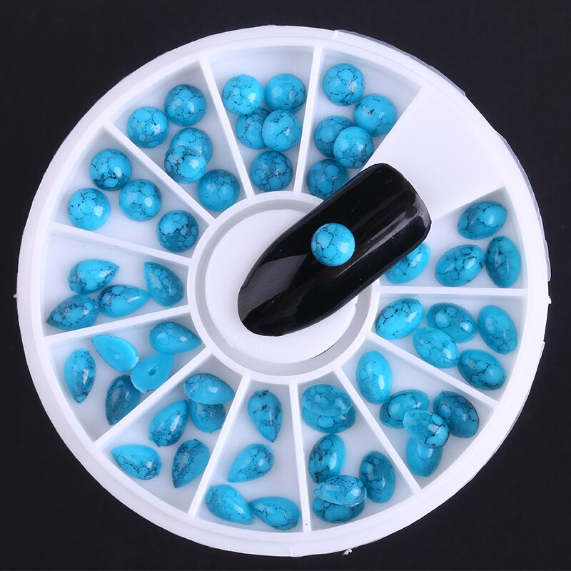 Blauwheid Turquoise Waterdruppels Acryl Boren 3D Nail Art Decoraties Glitter Steentjes Sieraden Accessoires ZP140