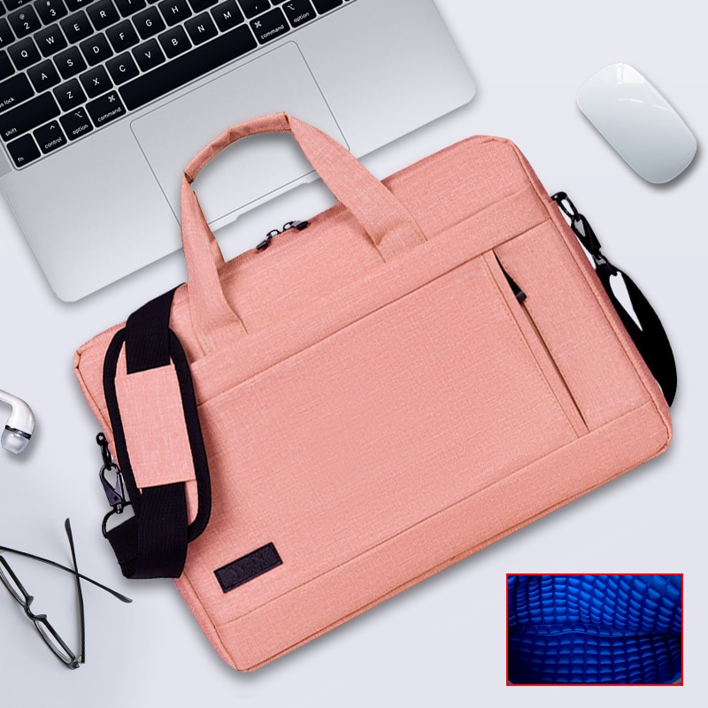 Lichte laptoptas heren 15.6 inch waterdichte oxford kantoor slanke notebooktas zakelijke handtas schouder laptoptas voor dames: Roze