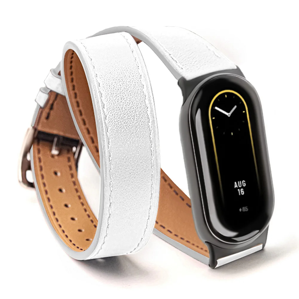 For Mi Band 8 Strap Leather band For Xiaomi Mi Band 9 Wrist Strap Correa Watch Replacement Miband 8 NFC Sports Bracelet Pulseira: pink