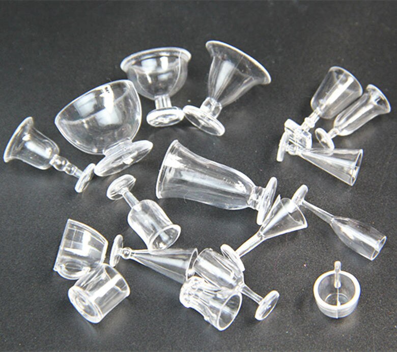17 stücke Transparent Trinken Tassen Geschirr Miniaturen DIY Nette Mini Pretend Spielen Geschirr Spielzeug