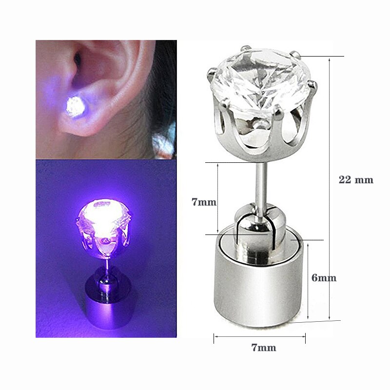 1 paar unieke jongens meisjes led licht kerst halloween feest vierkante bling oorbellen feest muziek festival oorbellen