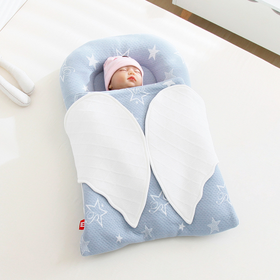 43x115cm mãe portátil abraço swaddle envolto berço para meninas meninos berços do bebê com anjo balanço cobertor cama: Blue Star