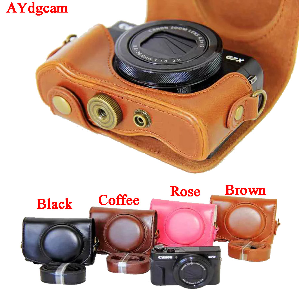 Pu Leather Camera Case Bag For Canon Powershot G7X mark 2 G7X II G7X2 G7XIII G7X III G7X Mark 3 luxury Camera Cover With Strap