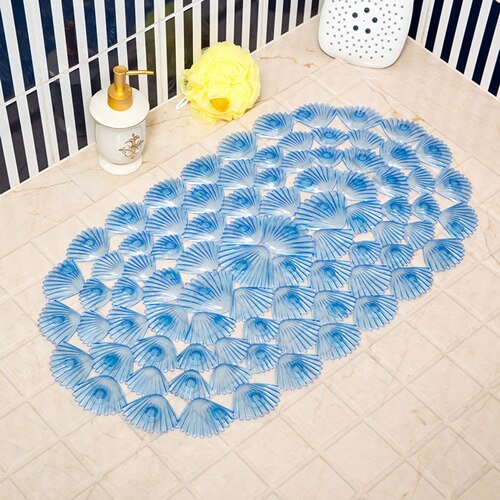 Transparent färg 38cm*68cm badrum halkfri badmatta mjuk fotmassage pad anti-mögel dörrmatta tvättbar badkar duschmatta: Blå