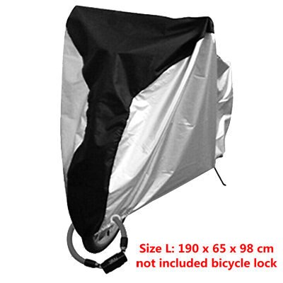 Capa protetora de chuva para bicicleta, proteção à prova d'água, uv para utilidade de bicicleta, tamanho externo, m, l. xl 4 cores: black sliver L