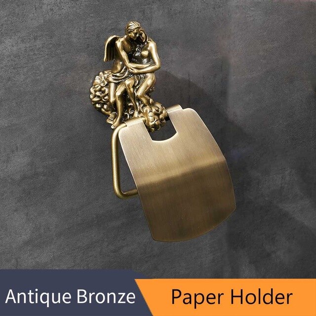 Romantisk serie bronze badeværelse toiletpapirholder vægmonteret håndklædestang toiletbørsteholder badeværelse tilbehør  w6400: Papirholder
