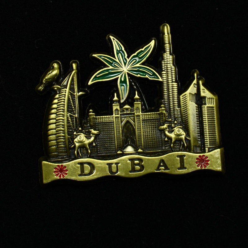 Fridge Magnet Souvenir Metal Craft Decorative Magnets Sticker Dubai Shanghai Egypt Sikkim Architectural Monuments Country Decor: Dubai-1
