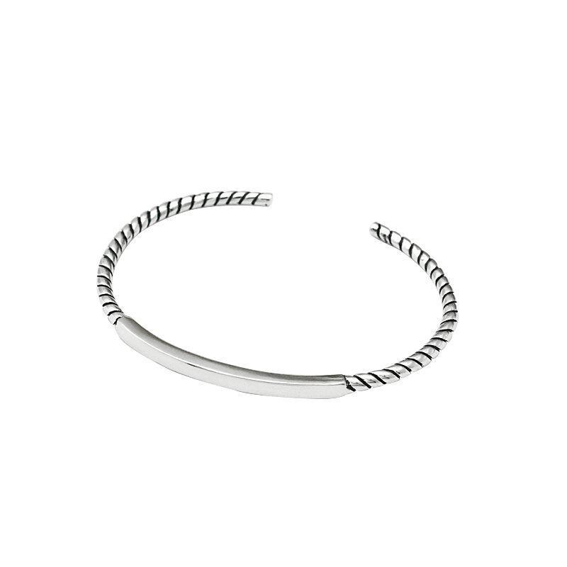 ANENJERY Einfache thailändisch Silber Farbe Twist Seil Quader Armreif Öffnen Manschette Armbänder Für Frauen Schmuck S-B285